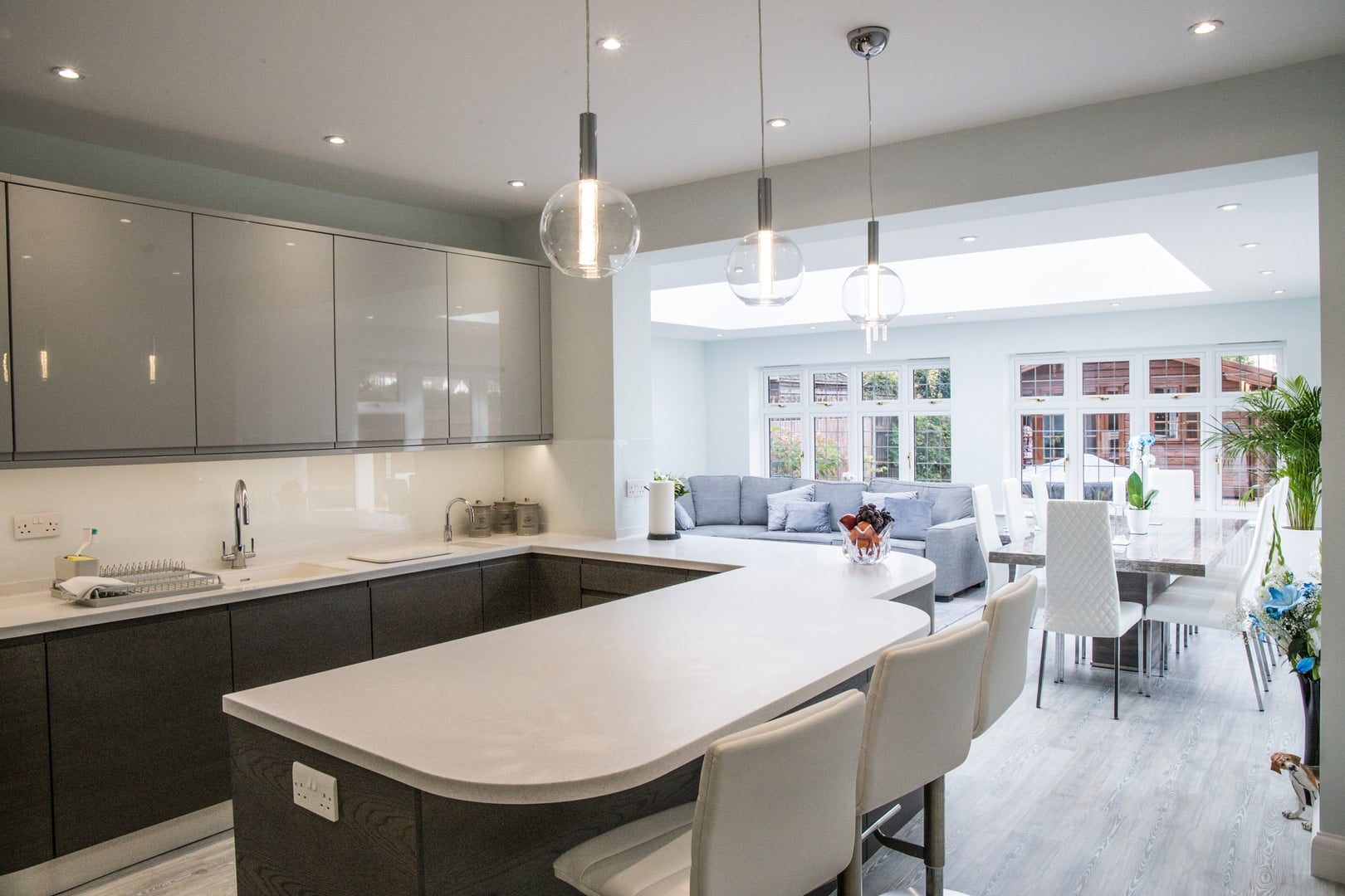 large kitchen with island