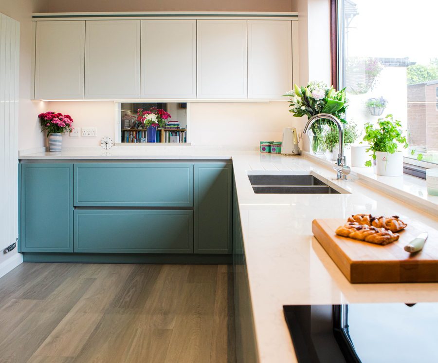 a kitchen with a countertop and a sink